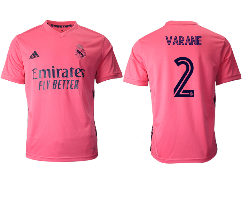 Men 2020-2021 club Real Madrid away aaa version #2 pink Soccer Jerseys
